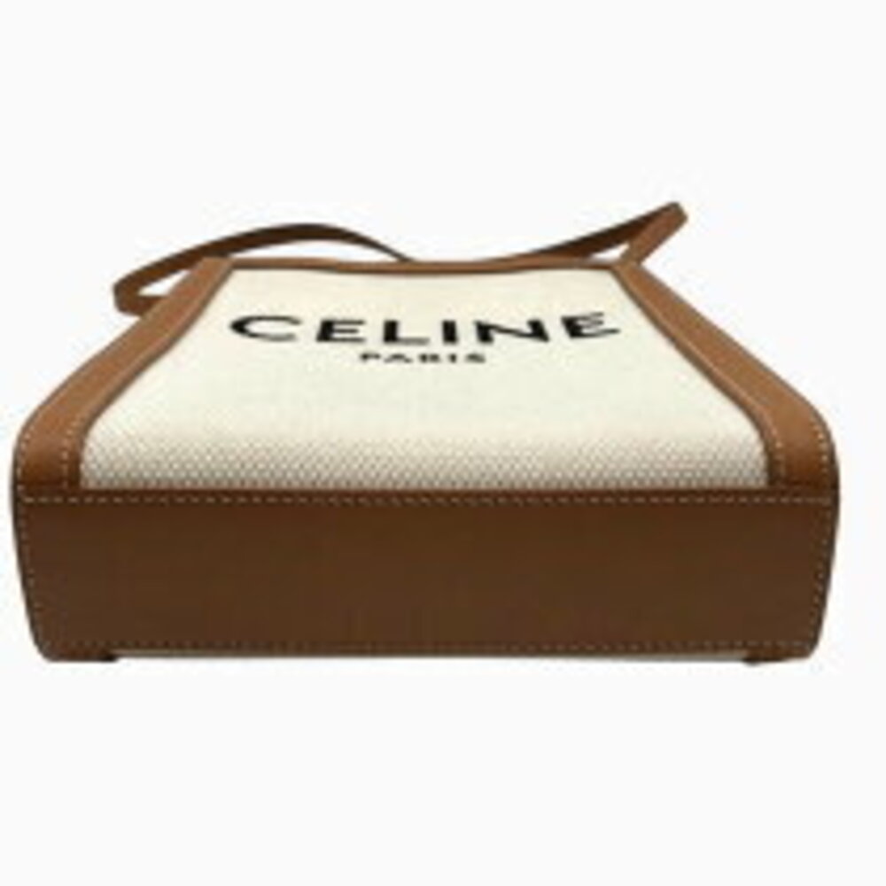 Celine Partial Cabas Tan Calfskin Canvas Shoulder Bag - Picture 3 of 11